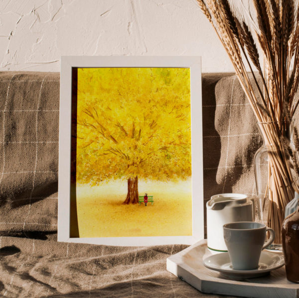 Golden Fall - Watercolour painting by Tiny Pochi